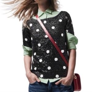J CREW Polka Dot Sequin Top  Sz XS